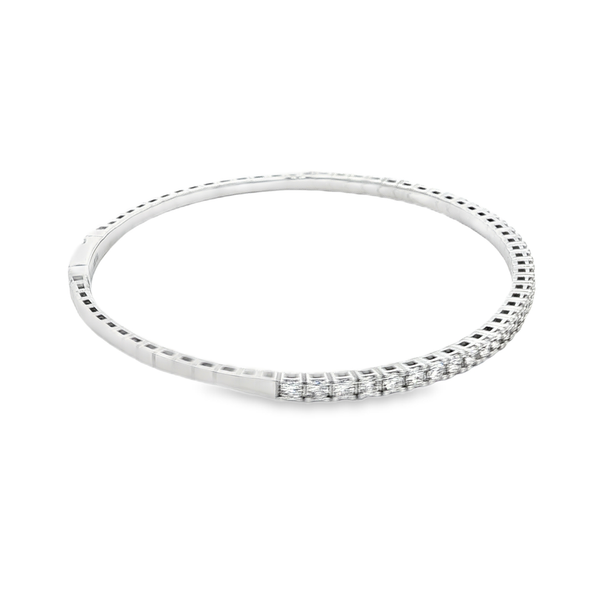 14K White Gold 1.36ctw Lab-Grown Round Diamond Flex Bangle Bracelet Image 2 Jo & Co. Jewelers Hardy, VA