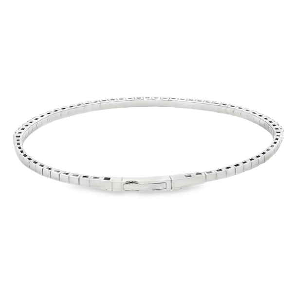 14K White Gold 1.36ctw Lab-Grown Round Diamond Flex Bangle Bracelet Image 3 Jo & Co. Jewelers Hardy, VA