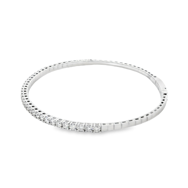 14K White Gold 1.36ctw Lab-Grown Round Diamond Flex Bangle Bracelet Image 4 Jo & Co. Jewelers Hardy, VA