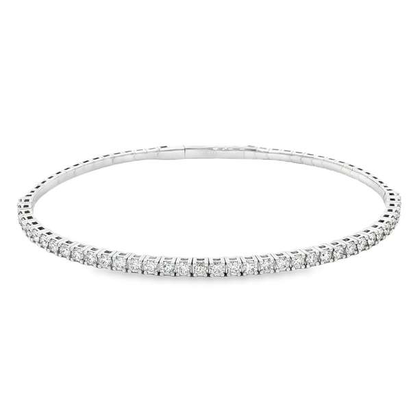 14K White Gold 1.36ctw Lab-Grown Round Diamond Flex Bangle Bracelet Jo & Co. Jewelers Hardy, VA
