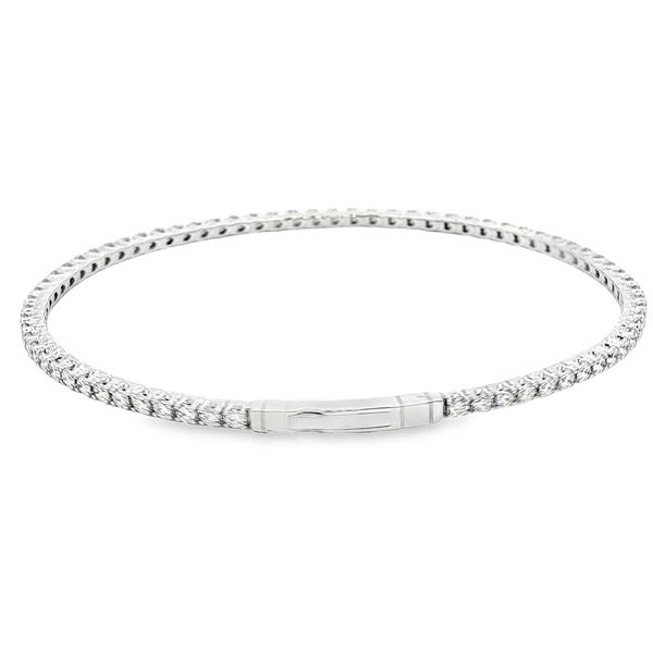 14K White Gold 2.17ctw Lab-Grown Round Diamond Flex Bangle Bracelet Image 3 Jo & Co. Jewelers Hardy, VA