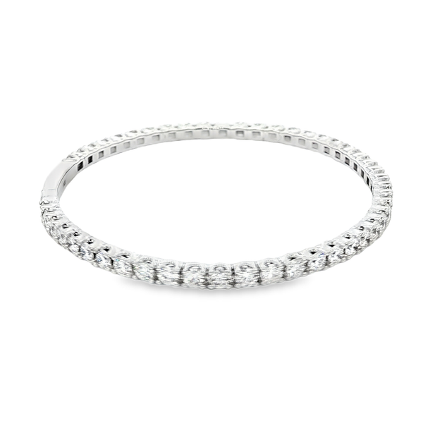14K White Gold 5.23ctw Lab-Grown Round Diamond Flex Bangle Bracelet – 6.75