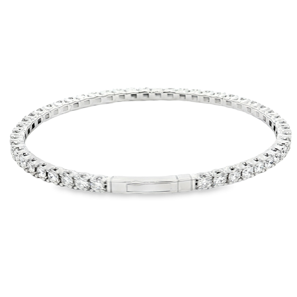 14K White Gold 5.23ctw Lab-Grown Round Diamond Flex Bangle Bracelet – 6.75