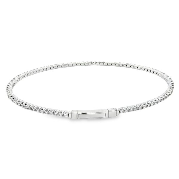 14K White Gold .97ctw Lab-Grown Round Diamond Flex Bangle Bracelet Image 3 Jo & Co. Jewelers Hardy, VA