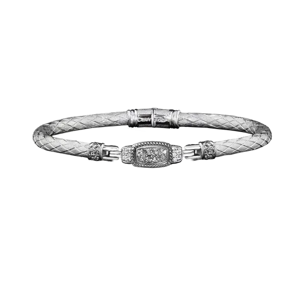 GK Sterling.42tw Lab-Grown Round Diamond Engraved Bangle Bracelet Jo & Co. Jewelers Hardy, VA