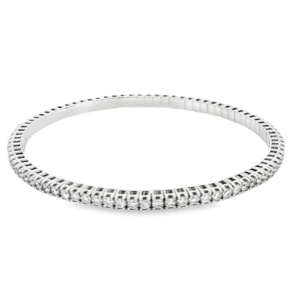 14K White Gold 3.20ctw Lab-Grown Round Diamond Stretch Bangle Bracelet Image 2 Jo & Co. Jewelers Hardy, VA
