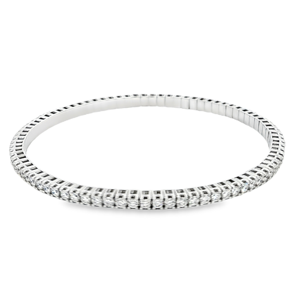 14K White Gold 3.20ctw Lab-Grown Round Diamond Stretch Bangle Bracelet Image 3 Jo & Co. Jewelers Hardy, VA