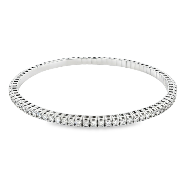 14K White Gold 3.20ctw Lab-Grown Round Diamond Stretch Bangle Bracelet Image 4 Jo & Co. Jewelers Hardy, VA
