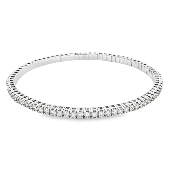 14K White Gold 3.20ctw Lab-Grown Round Diamond Stretch Bangle Bracelet Jo & Co. Jewelers Hardy, VA
