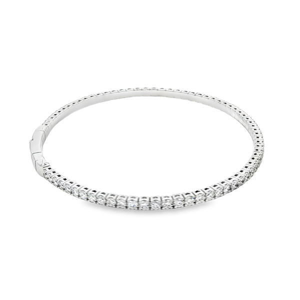 14K White Gold 3.00ctw Lab-Grown Round Diamond Tennis Bangle Bracelet 7