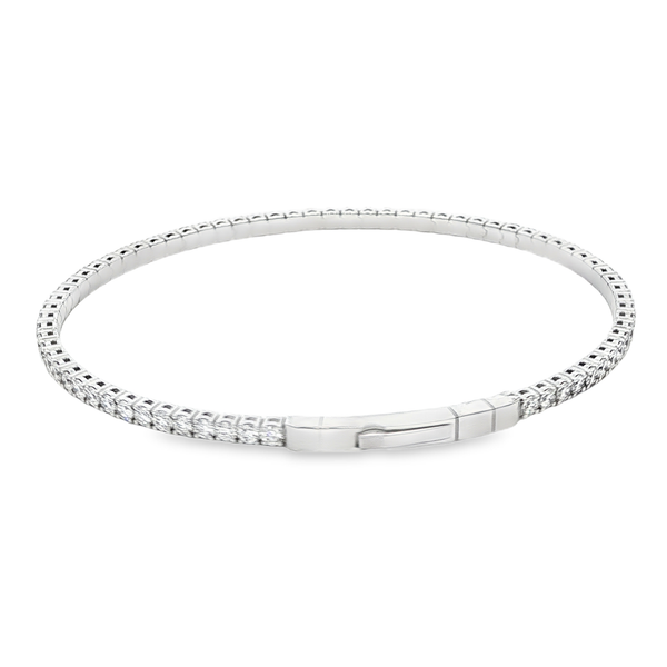 14K White Gold 3.00ctw Lab-Grown Round Diamond Tennis Bangle Bracelet 7
