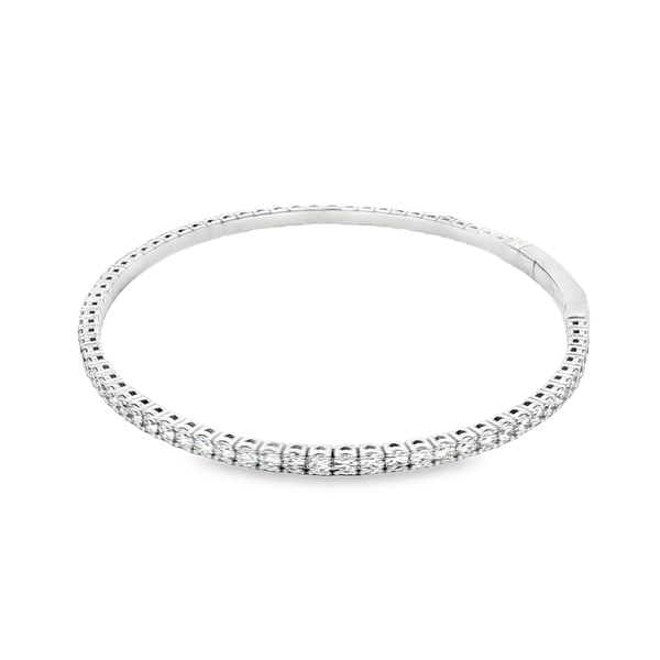 14K White Gold 3.00ctw Lab-Grown Round Diamond Tennis Bangle Bracelet 7