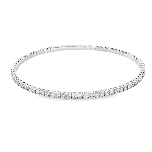 14K White Gold 3.00ctw Lab-Grown Round Diamond Tennis Bangle Bracelet 7