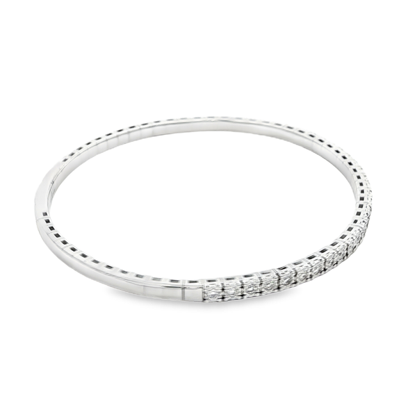Sterling Silver .50ctw Lab-Grown Diamond Flex Bangle Bracelet 6.75