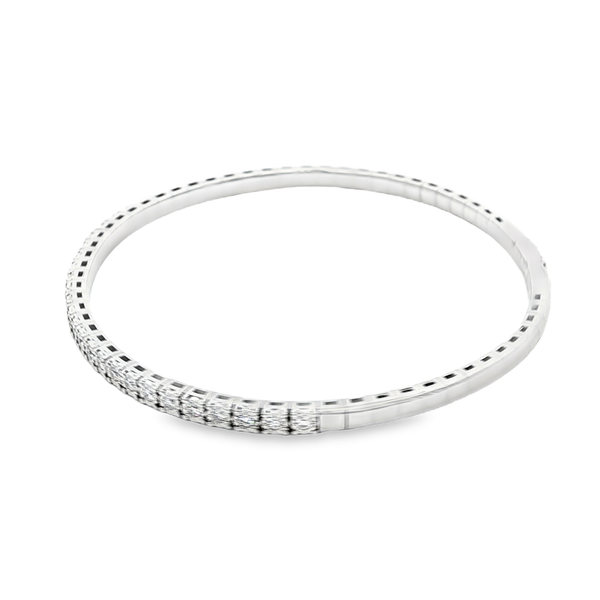 Sterling Silver .50ctw Lab-Grown Diamond Flex Bangle Bracelet 6.75