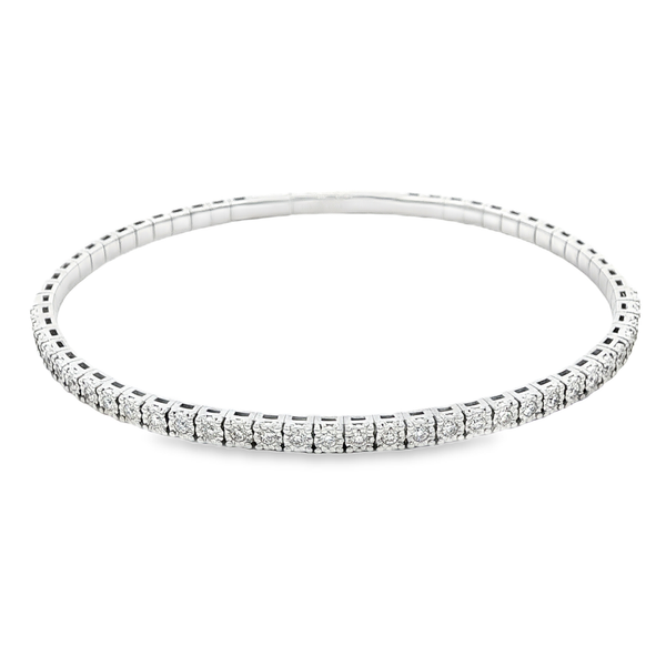 Sterling Silver .50ctw Lab-Grown Diamond Flex Bangle Bracelet 6.75