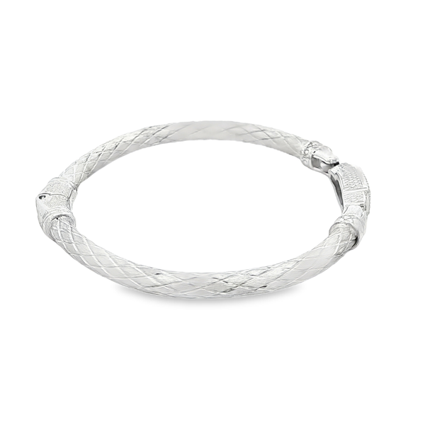 GK Sterling Silver Lab-Grown Diamond Engraved Bangle Bracelet Image 2 Jo & Co. Jewelers Hardy, VA