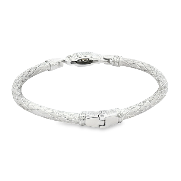 GK Sterling Silver Lab-Grown Diamond Engraved Bangle Bracelet Image 3 Jo & Co. Jewelers Hardy, VA