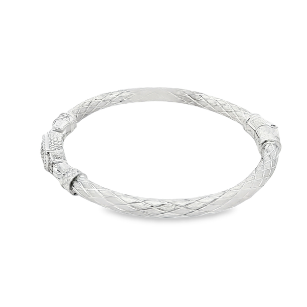 GK Sterling Silver Lab-Grown Diamond Engraved Bangle Bracelet Image 4 Jo & Co. Jewelers Hardy, VA