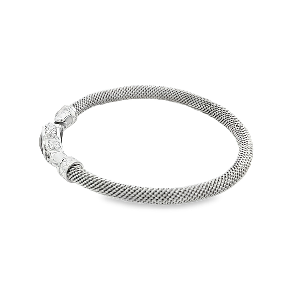 GK Sterling Silver Created Alexandrite & Lab-Grown Diamond Mesh Bangle Bracelet Image 4 Jo & Co. Jewelers Hardy, VA
