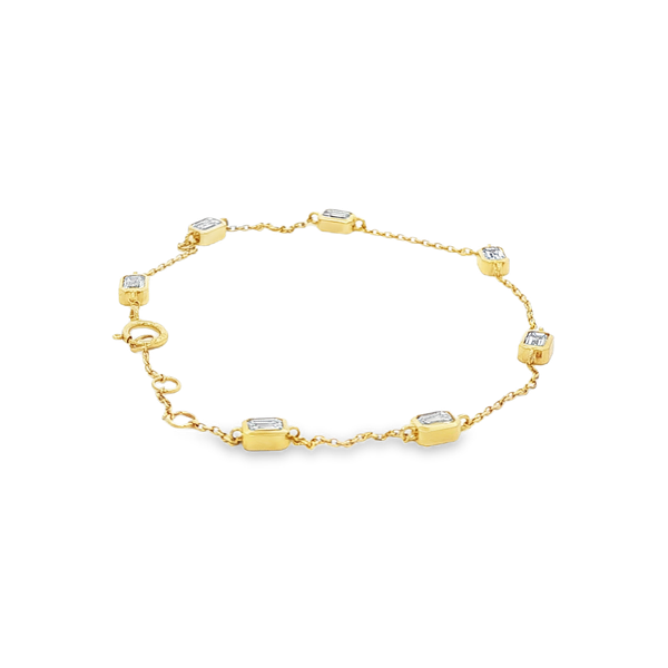 14K Yellow Gold 1.00ctw Lab-Grown Emerald-Cut Diamond Station Bracelet Image 2 Jo & Co. Jewelers Hardy, VA