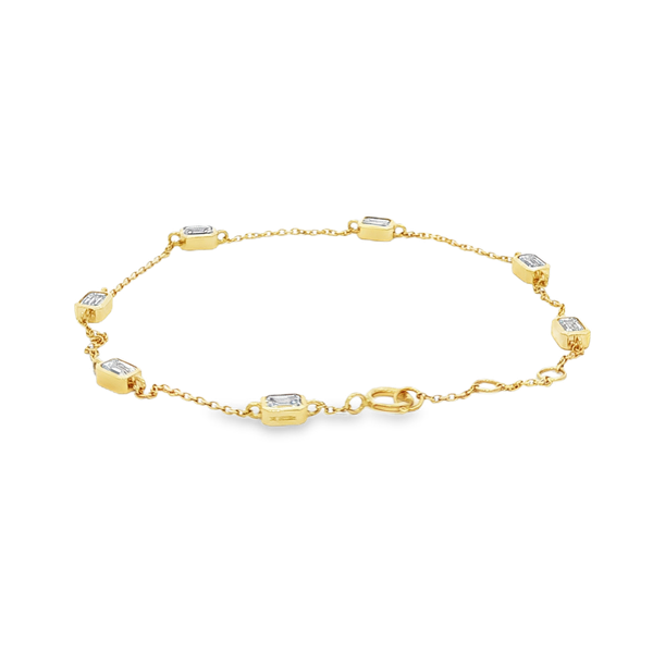 14K Yellow Gold 1.00ctw Lab-Grown Emerald-Cut Diamond Station Bracelet Image 3 Jo & Co. Jewelers Hardy, VA