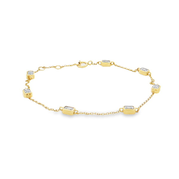 14K Yellow Gold 1.00ctw Lab-Grown Emerald-Cut Diamond Station Bracelet Jo & Co. Jewelers Hardy, VA