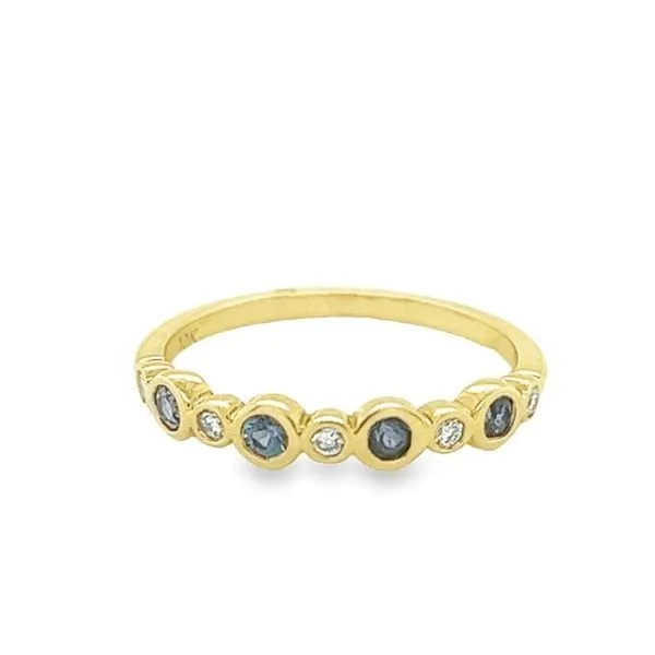 10K Yellow Gold Bezel Set Ring with Round Created Alexandrites and Diamonds Jo & Co. Jewelers Hardy, VA