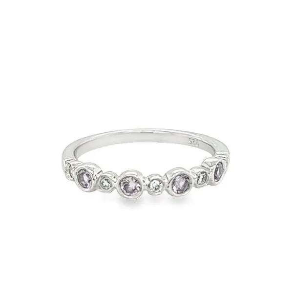 Sterling Silver Bezel Set Birthstone Ring with Round Cubic Zirconium and Created Alexandrite Jo & Co. Jewelers Hardy, VA