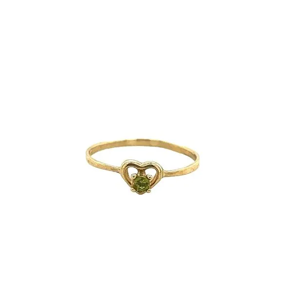 Childrens 10K Yellow Gold August Heart Ring with Light Green Imitation Jo & Co. Jewelers Hardy, VA