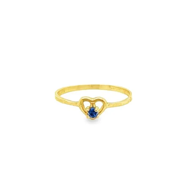 Childrens 10K Yellow Gold September Heart Ring with Blue Imitation Jo & Co. Jewelers Hardy, VA