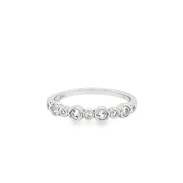 Sterling Silver Bezel Set Birthstone Ring with Round Cubic Zirconium and White Topaz Jo & Co. Jewelers Hardy, VA