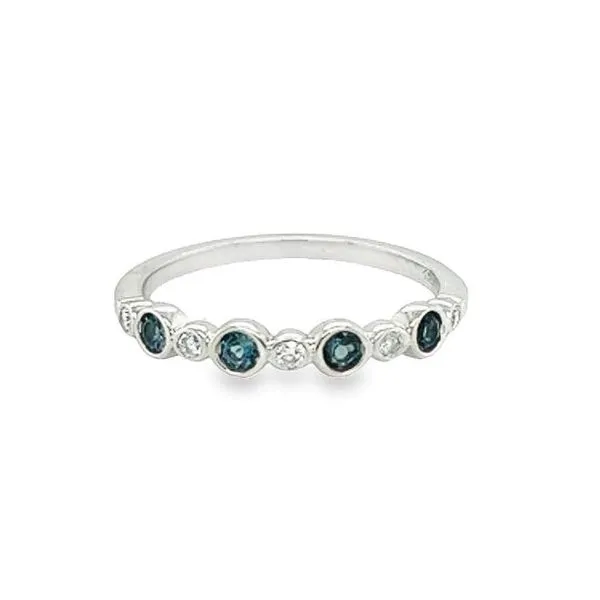 10K White Gold Bezel Set Ring with Round London Blue Topaz and Diamonds Jo & Co. Jewelers Hardy, VA