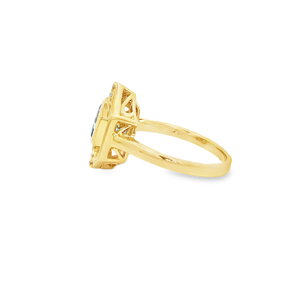 14K Yellow Gold Hexagonal Blue Topaz & Diamond Accent Ring Image 4 Jo & Co. Jewelers Hardy, VA
