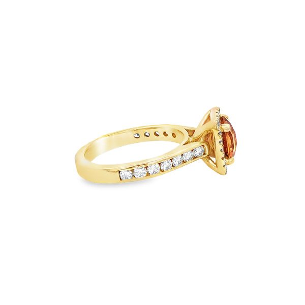 14K Yellow Gold Citrine & Diamond Halo Ring Image 2 Jo & Co. Jewelers Hardy, VA