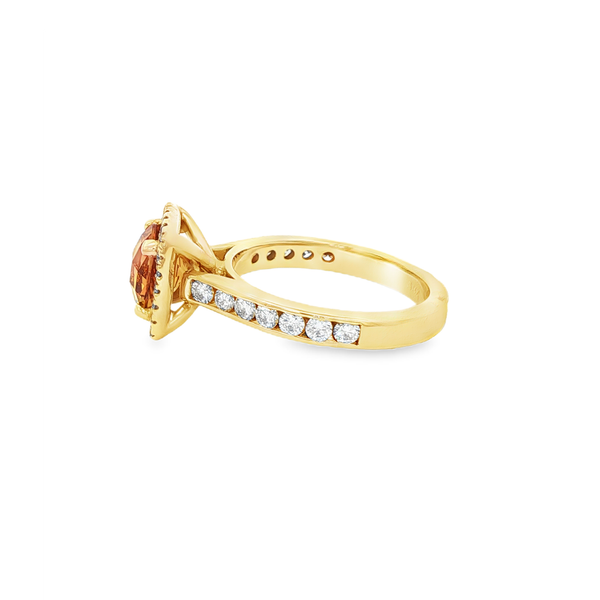 14K Yellow Gold Citrine & Diamond Halo Ring Image 4 Jo & Co. Jewelers Hardy, VA