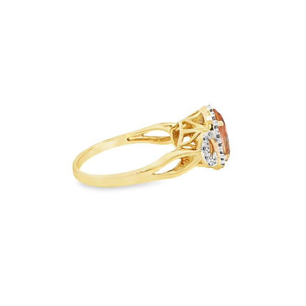 10K Yellow Gold Oval Citrine & Diamond Halo Ring Image 2 Jo & Co. Jewelers Hardy, VA