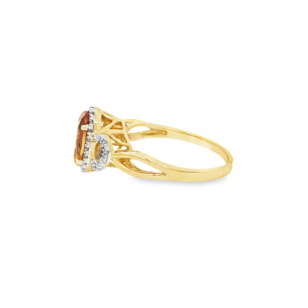 10K Yellow Gold Oval Citrine & Diamond Halo Ring Image 4 Jo & Co. Jewelers Hardy, VA