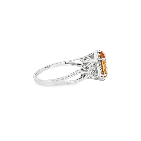 10K White Gold Oval Citrine & Diamond Halo Ring Image 2 Jo & Co. Jewelers Hardy, VA