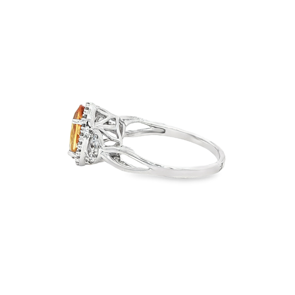 10K White Gold Oval Citrine & Diamond Halo Ring Image 4 Jo & Co. Jewelers Hardy, VA