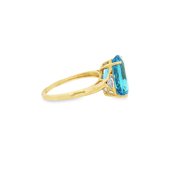 10K Yellow Gold Oval Blue Topaz & Diamond Accent Ring Image 2 Jo & Co. Jewelers Hardy, VA