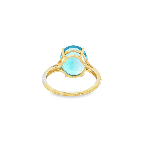 10K Yellow Gold Oval Blue Topaz & Diamond Accent Ring Image 3 Jo & Co. Jewelers Hardy, VA