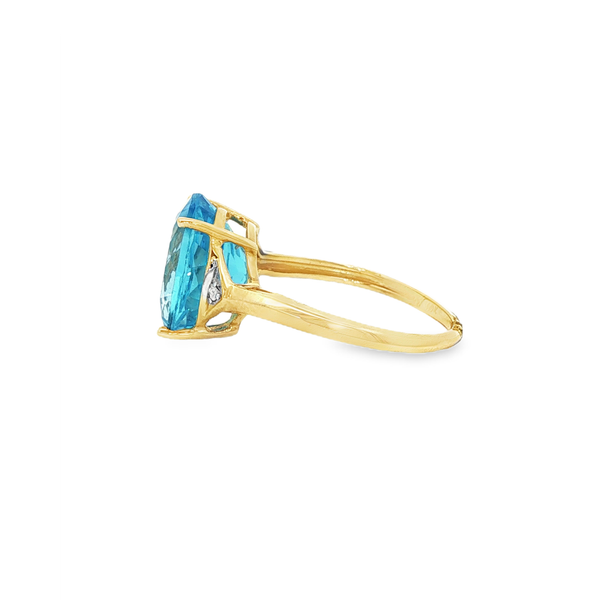 10K Yellow Gold Oval Blue Topaz & Diamond Accent Ring Image 4 Jo & Co. Jewelers Hardy, VA
