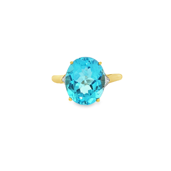 10K Yellow Gold Oval Blue Topaz & Diamond Accent Ring Jo & Co. Jewelers Hardy, VA