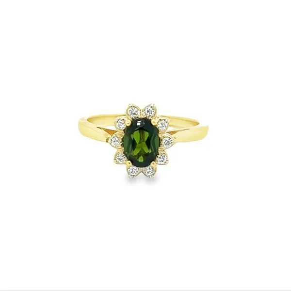 14K Yellow Gold Classic Ring with Oval Tourmaline and Round Diamonds Jo & Co. Jewelers Hardy, VA