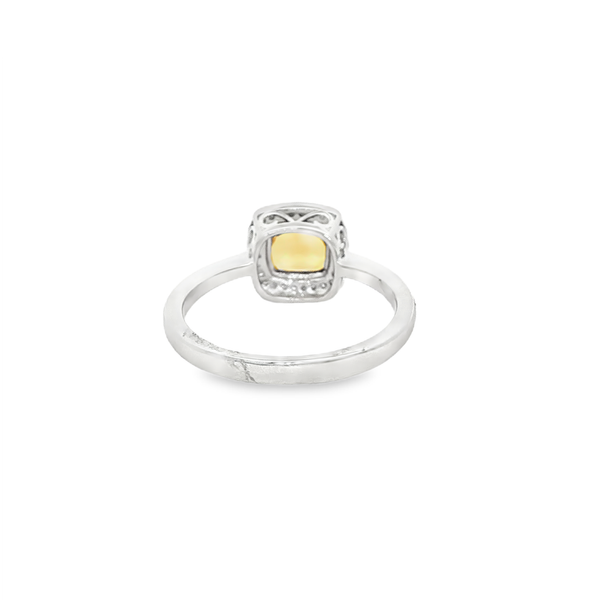 10K White Gold Cushion-Cut Citrine & Diamond Halo Ring Image 3 Jo & Co. Jewelers Hardy, VA