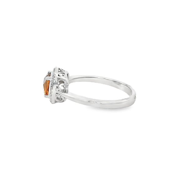 10K White Gold Cushion-Cut Citrine & Diamond Halo Ring Image 4 Jo & Co. Jewelers Hardy, VA