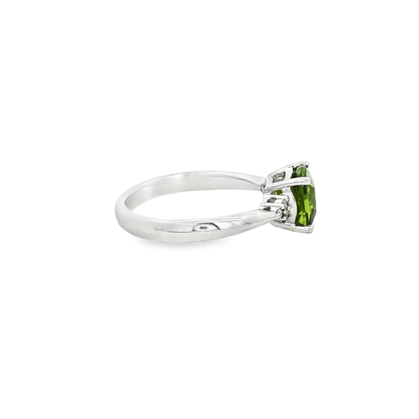 14K White Gold Cushion Peridot & Diamond Ring – Size 7 Image 3 Jo & Co. Jewelers Hardy, VA