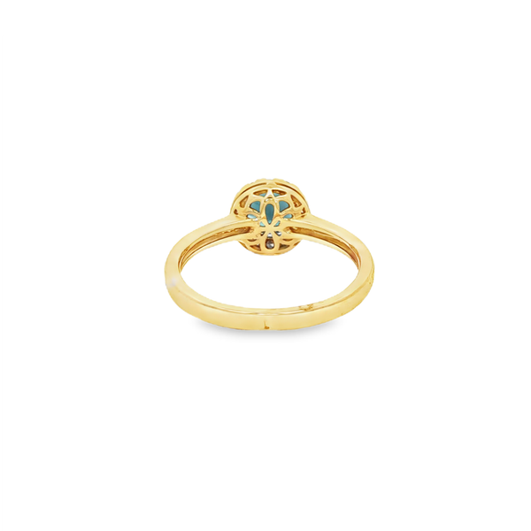 14K Yellow Gold London Blue Topaz Diamond Halo Ring Image 3 Jo & Co. Jewelers Hardy, VA