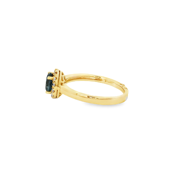 14K Yellow Gold London Blue Topaz Diamond Halo Ring Image 4 Jo & Co. Jewelers Hardy, VA